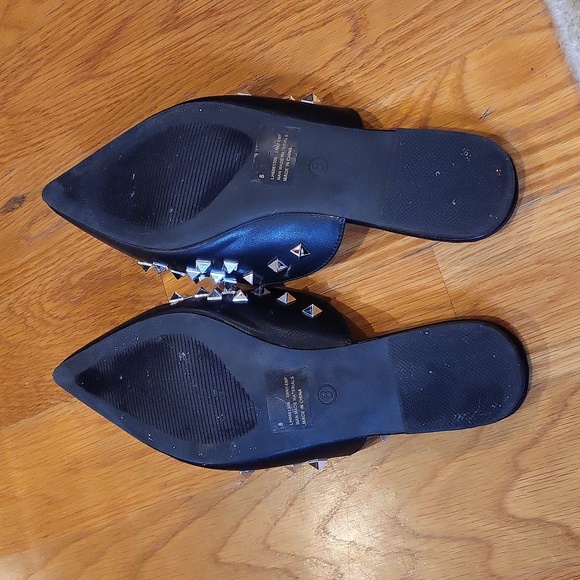 Cape Robbin Enny Slip On Flat Sandals Black pointed Toe Embellished Mule Slide - Picture 5 of 8